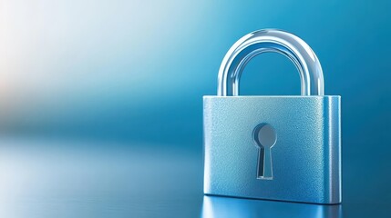 Fototapeta premium Padlock on blue, symbolizing security, data protection and privacy in the digital age