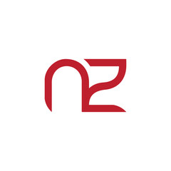 letter nz red geometric linear linked logo vector