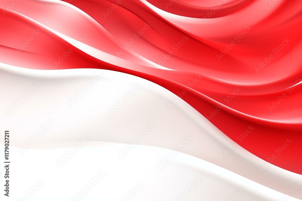Poster smooth, flowing red and white stripes create a dynamic and visually appealing abstract design
