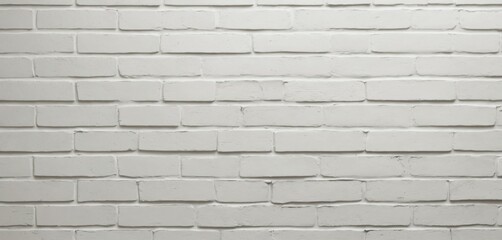 Fototapeta premium Smooth white brick wall with subtle, clean mortar lines for a seamless texture background. 