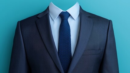 Elegant Business Attire Displayed on Vibrant Blue Background Highlighting Professionalism and Sophistication of Fashion