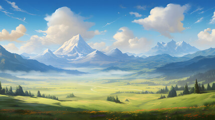 digital colorful fantasy landscape graphics poster background