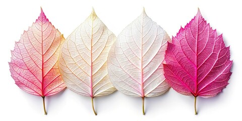 Abstract ombre pink and white leaf art; four-part composition, rule of thirds.