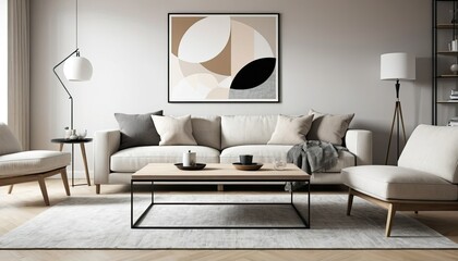 modern living room with sofa generative ai