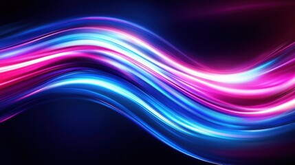 Abstract background of modern tech gradient waves in blue and pink hues, technology, modern, abstract, background, waves. Dynamic abstract light trails in neon pink and blue hues.