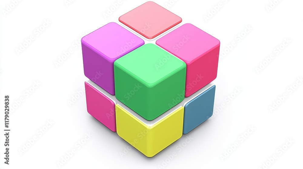 Poster a colorful cube, showcasing four distinct hues in vibrant display of color
