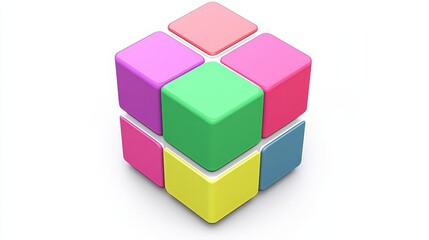 Obraz premium A colorful cube, showcasing four distinct hues in vibrant display of color