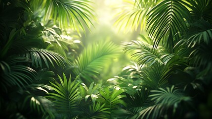 Lush green foliage tropical forest nature photography vibrant light
