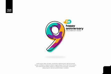 Number 9 logo icon design, 9th birthday logo number, anniversary 9