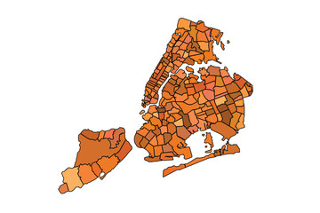 Vector illustration of New York map in Earth tones isolated on white background.