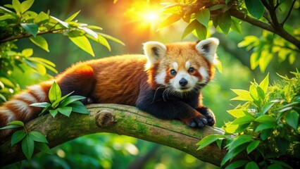 A red panda's aerial slumber, a precious Himalayan wildlife moment.