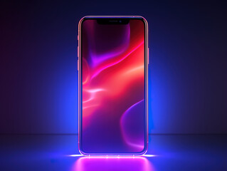 Attractive A smartphone with a blue light on it