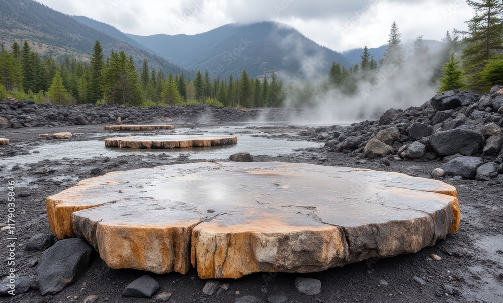 Canvas Prints Scenic view of circular hot springs.