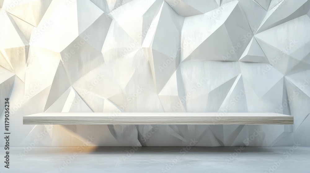 Poster soft light white abstract stage in elegant futuristic geometric style with simple lines and corners 