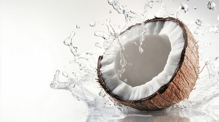 Pojedynczy kokos na białym tle, wyróżniający się szczegółową teksturą swojej skorupy, z naturalnym pięknem uwiecznionym w pełnej głębi ostrości.