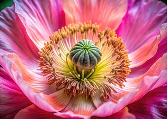 Obraz premium Close-up poppy blossom, vivid petals, urban exploration photography.