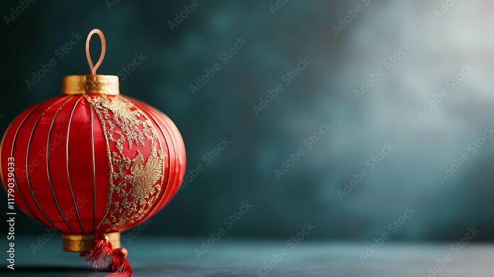 Poster elegant red chinese lanterns adorned with intricate gold embroidery creating a captivating display f