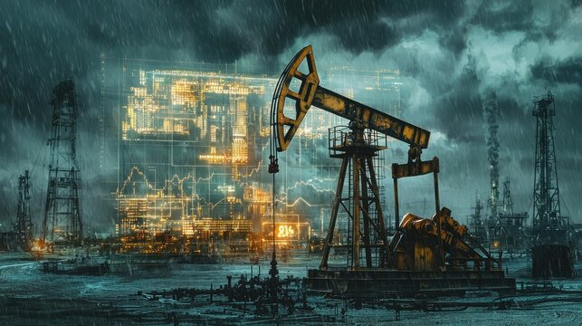 Oil Rig in Stormy Weather: A Visual Metaphor for Energy Market Volatility