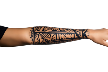 woman arm with tattoo isolated on transparent background
