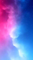 Pink and blue nebula, cosmic clouds, starry night sky.