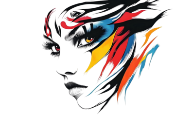 Outline of a female side profile isolated on a transparent background