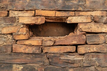 Obraz premium Big hole in the brick wall. With clipping path. Brick texture concept