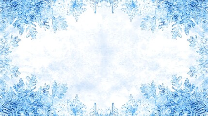 Delicate Blue Snowflakes Frame Winter Wonderland