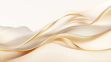 Abstract gold and white flowing fabric waves.