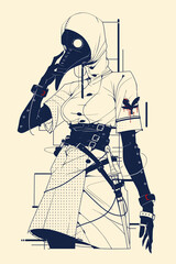 A Woman Plague Doctor with a Beak Crow Mask