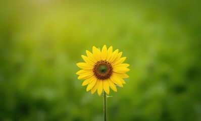 Bright sunflower against a green backdrop