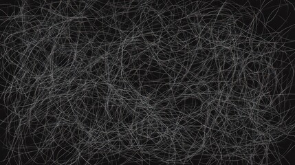 Abstract grayscale tangled lines on black background. (1)