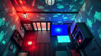 Cyberpunk Room: Neon Lights and Asian Decor - Powered by Adobe