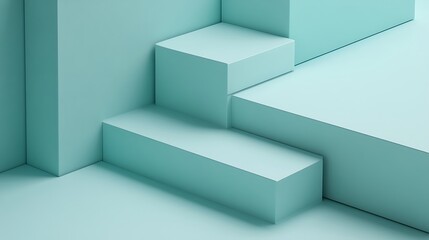 Obraz premium Abstract Pastel Green Geometric Shapes Composition