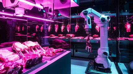Futuristic Butcher Shop with Robotic Tools