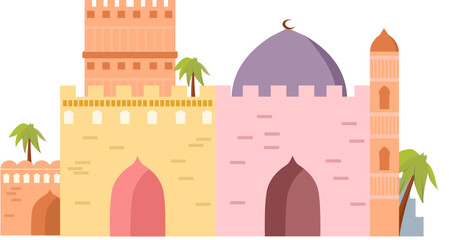 colourful arabic mosque mud stone
