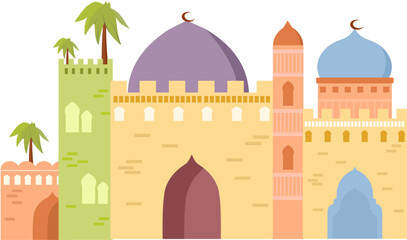 colourful arabic mosque mud stone