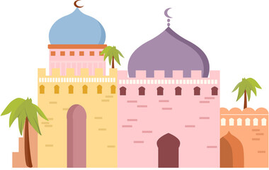 colourful arabic mosque mud stone