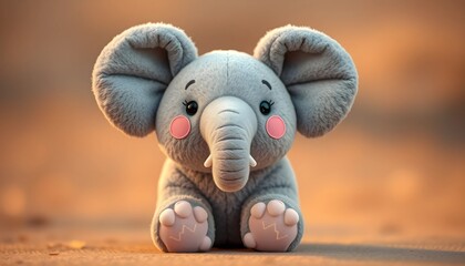 Adorable Gray Plush Elephant Toy, Perfect for Children