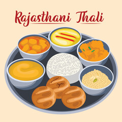 Traditional Rajasthani Thali Vector Illustration Stock Image (Royalty Free)