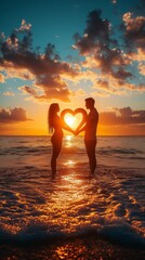 Fototapeta premium Heart of the Sunset: A Valentine's Moment........