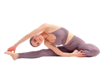 Beautiful young woman doing yoga exercise, isolated 