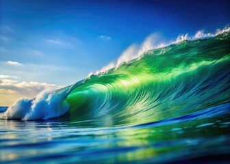 Minimalist ocean wave photo: calming blue-green hues, scenic coastal beauty.