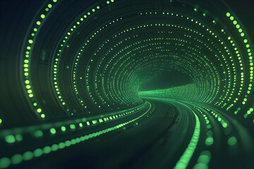 Green Neon Tunnel 3D Illustration