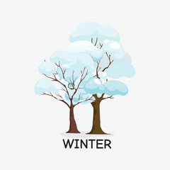 Obraz premium Winter Tree Simple Seasonal Illustration Design