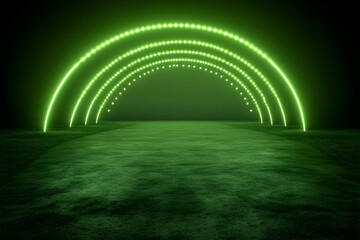 Green Neon Arch 3D Background