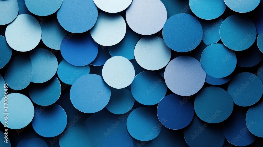 Aufkleber abstract background of overlapping blue circles in varying shades and sizes.