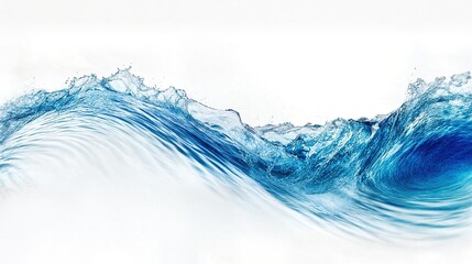 Fresh Blue Water Wave on White Background