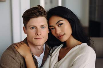 Valentine day celebration conceptual illustration made with generative AI, affectionate couple in love