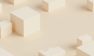 Abstract light beige cubes in soft arrangement