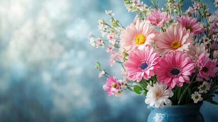 Spring Bouquet in Teal Vase